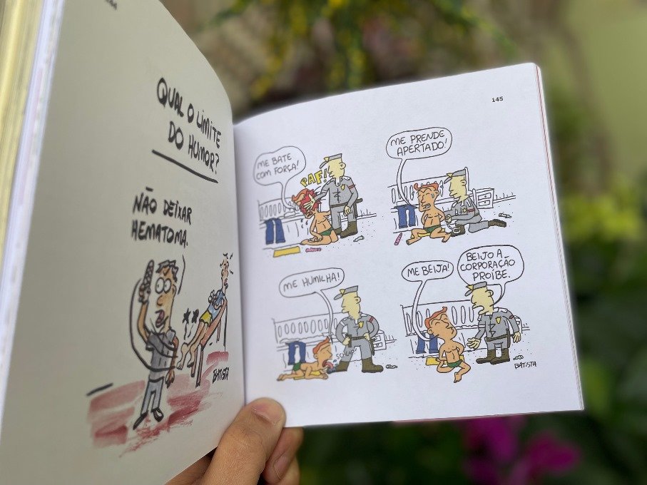 Marcos Batista lança um livro reunindo 200 cartuns explorando temas como sauna gay e política